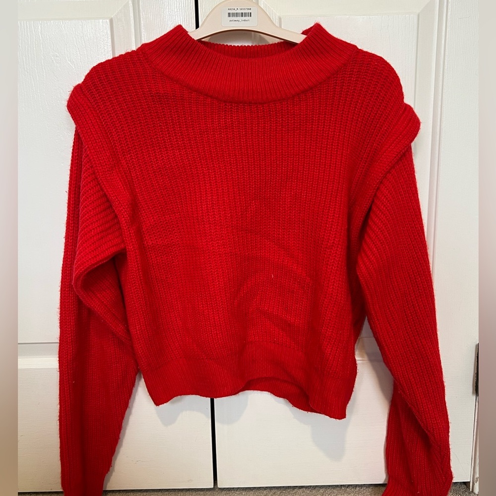 Red misguided sweater